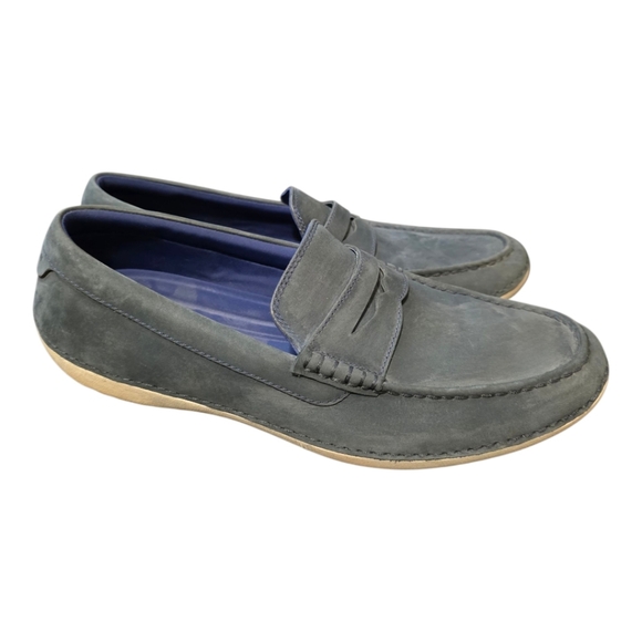 COLE HAAN MotoGrand Blue Nubuck Penny Loafer Driving Shoe -‎ Size 8 1/2